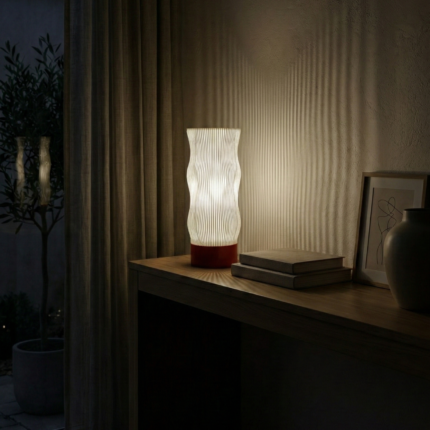 lamp wavy dans un salon la nuit